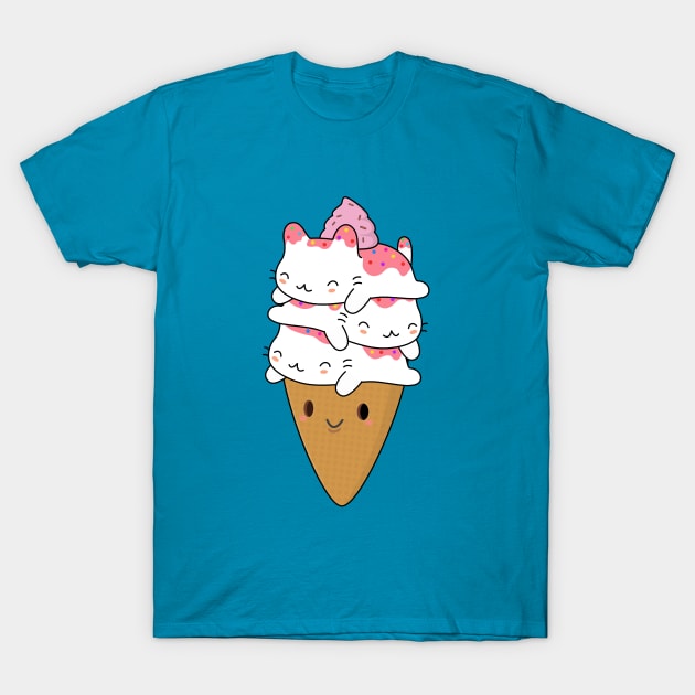 Cute Cat Ice Cream Cone T-Shirt T-Shirt by happinessinatee